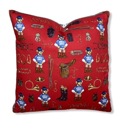 Retro Polo Bear Vintage Cotton Scarf Pillow 20"