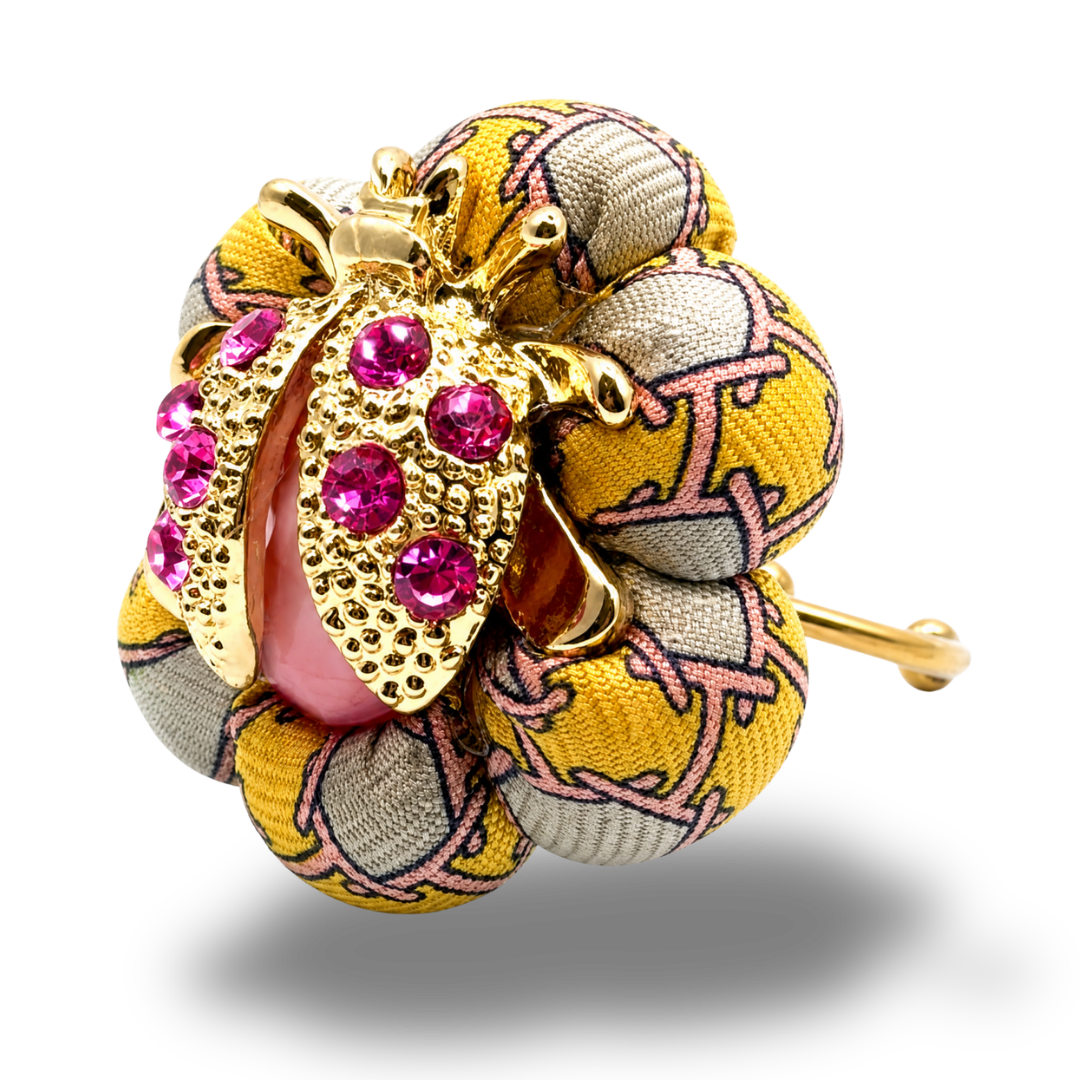 H Chain Ladybug Vintage Silk Necktie Ring