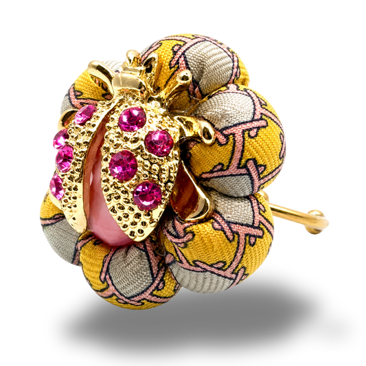 H Chain Ladybug Vintage Silk Necktie Ring