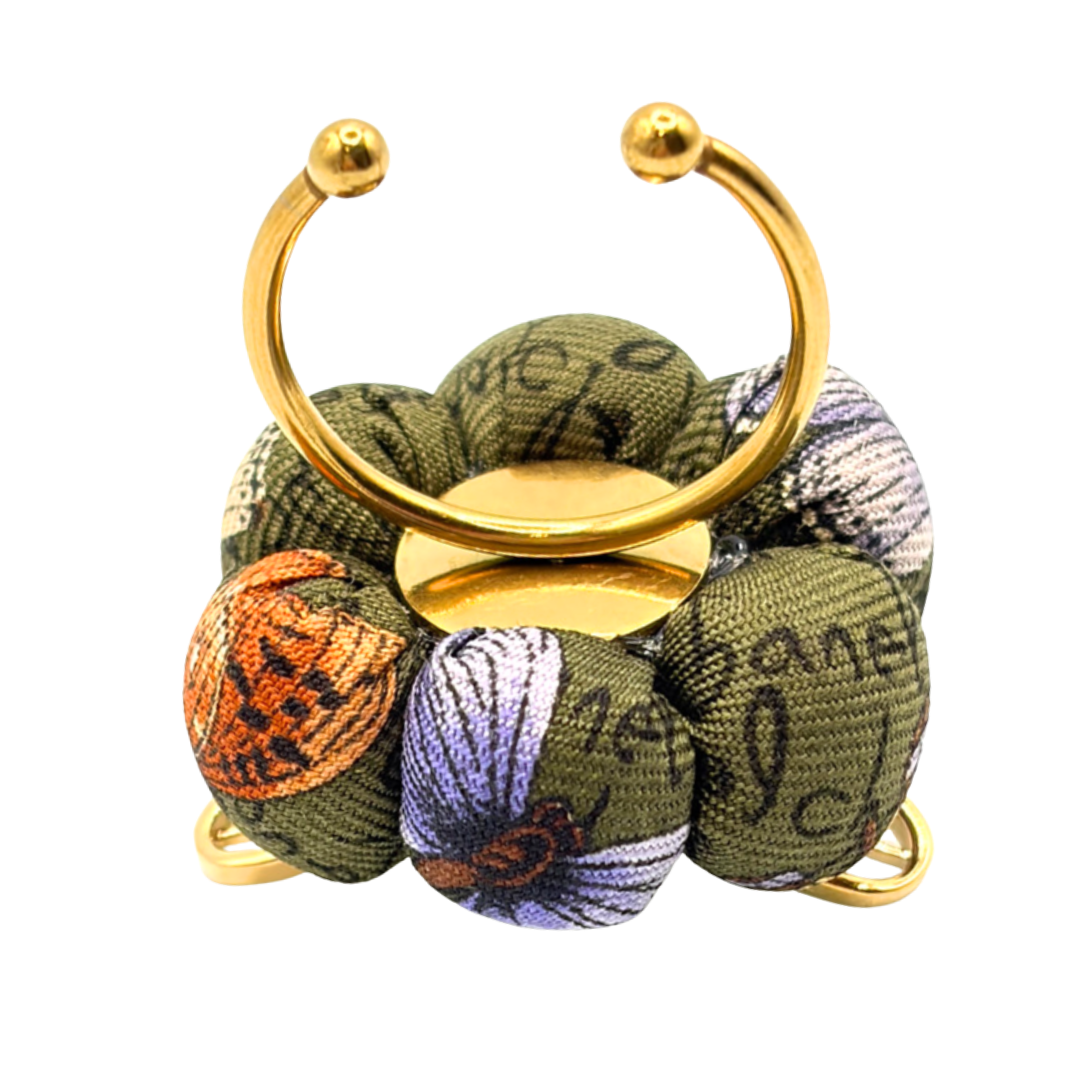 Butterfly Print Bumblebee Vintage Silk Necktie Ring