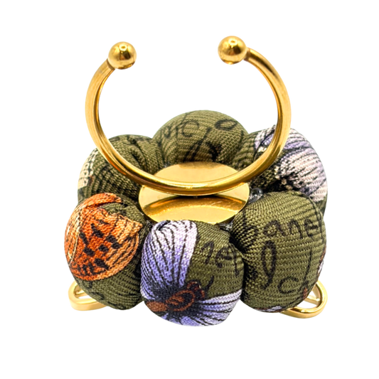 Butterfly Print Bumblebee Vintage Silk Necktie Ring