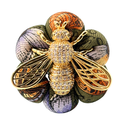 Butterfly Print Bumblebee Vintage Silk Necktie Ring