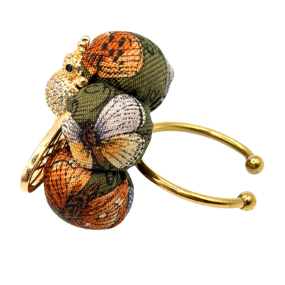 Butterfly Print Bumblebee Vintage Silk Necktie Ring