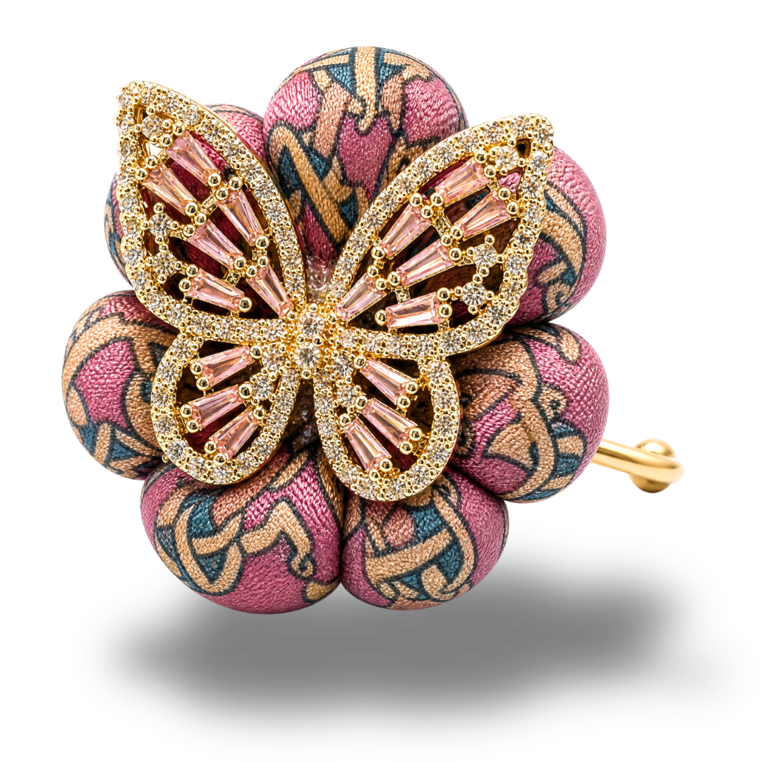Novelty Print Butterfly Vintage Silk Necktie Ring