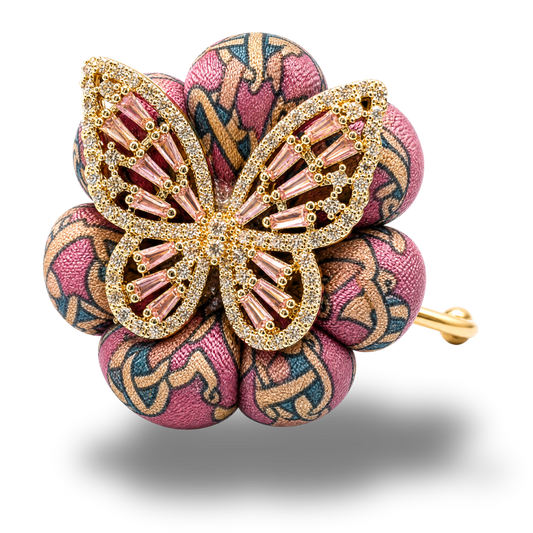 Novelty Print Butterfly Vintage Silk Necktie Ring
