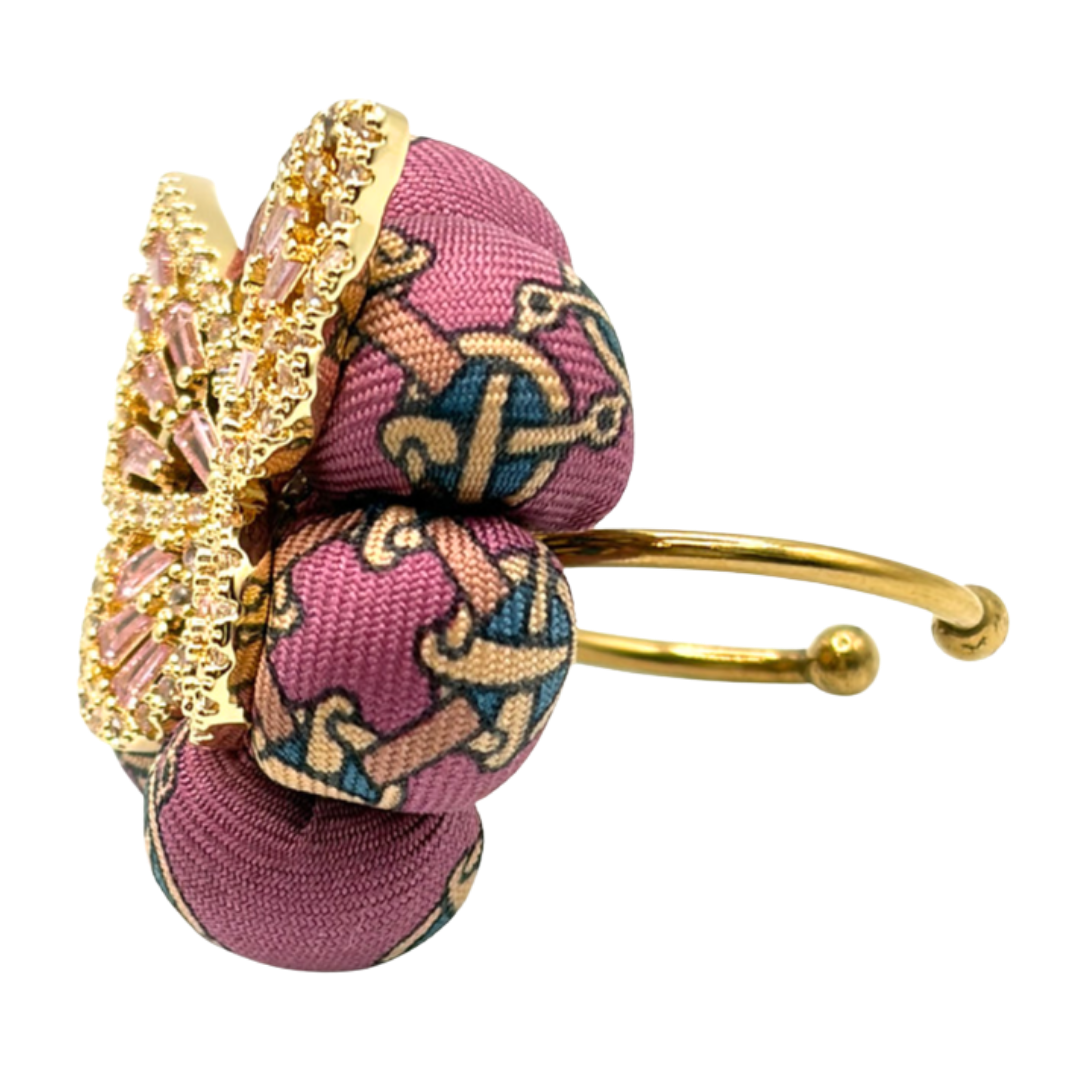 Novelty Print Butterfly Vintage Silk Necktie Ring