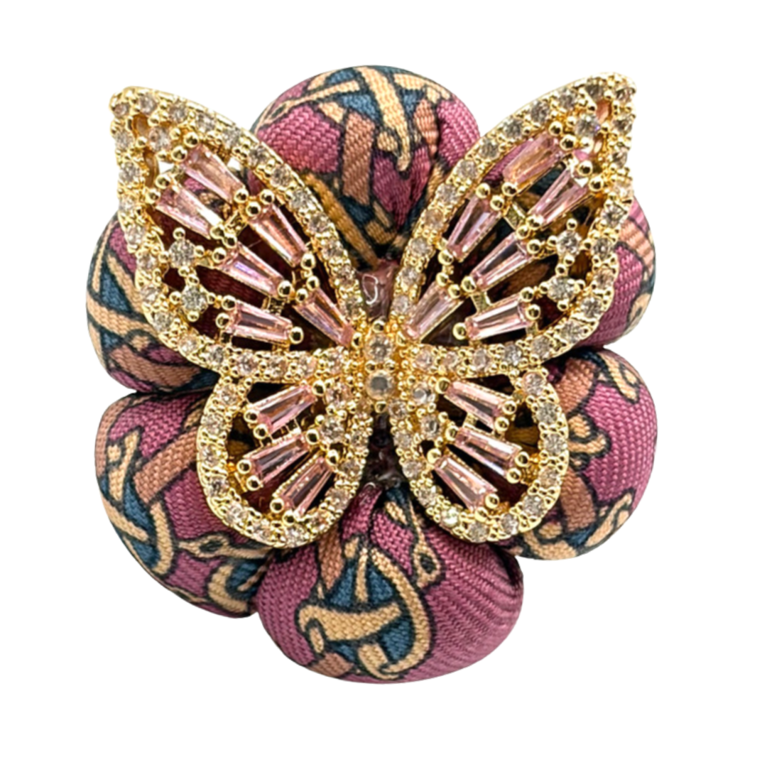 Novelty Print Butterfly Vintage Silk Necktie Ring