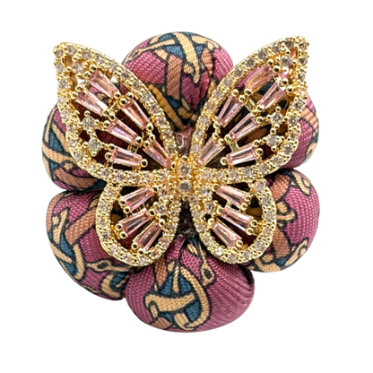 Novelty Print Butterfly Vintage Silk Necktie Ring