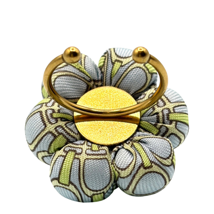 Stirrup Print Floral Vintage Silk Necktie Ring
