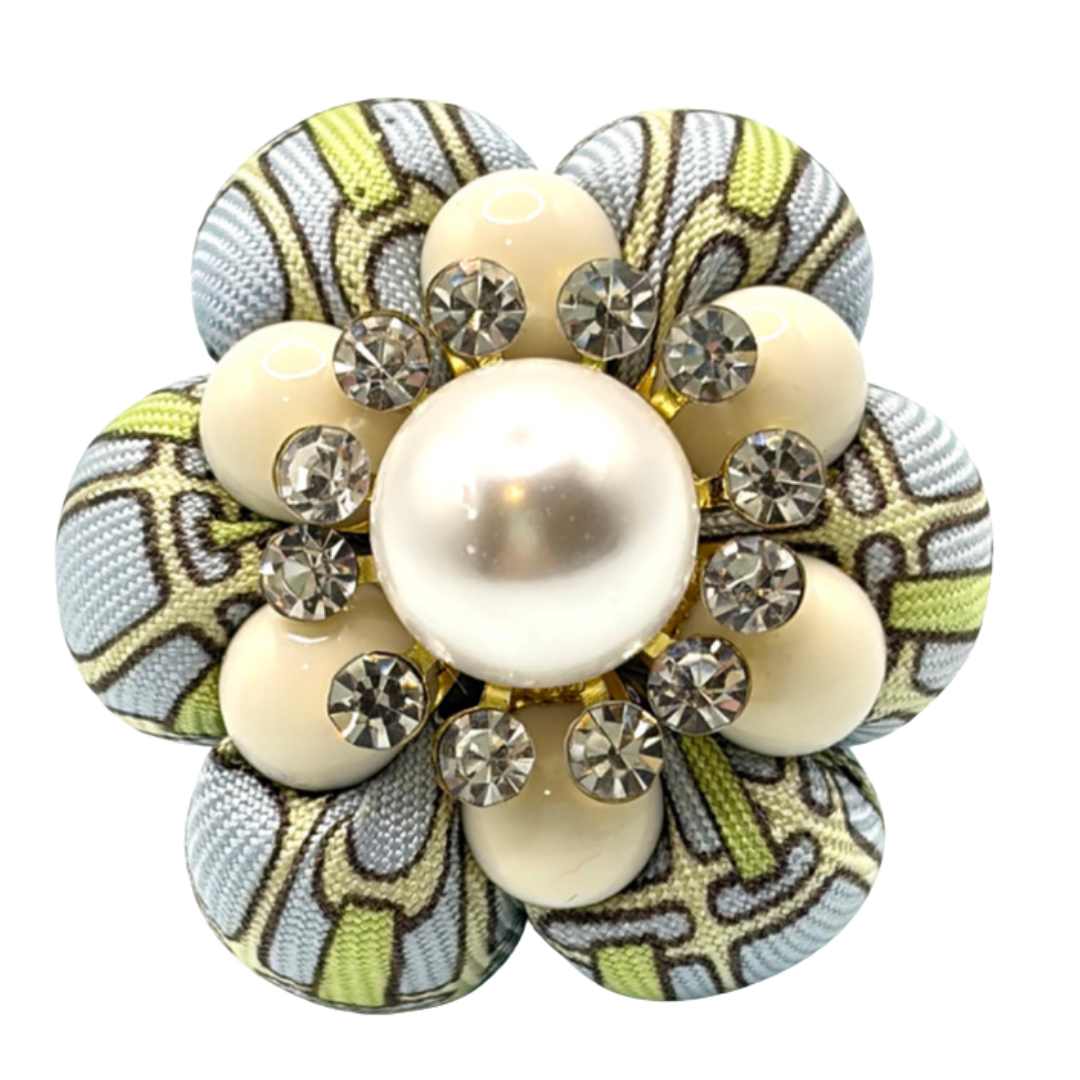 Stirrup Print Floral Vintage Silk Necktie Ring