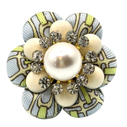 Stirrup Print Floral Vintage Silk Necktie Ring