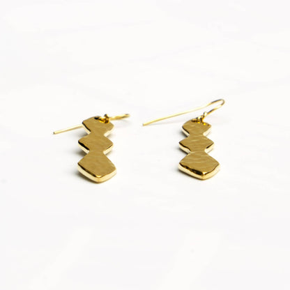 Double Hourglass Brass Dangle Earrings | Rio