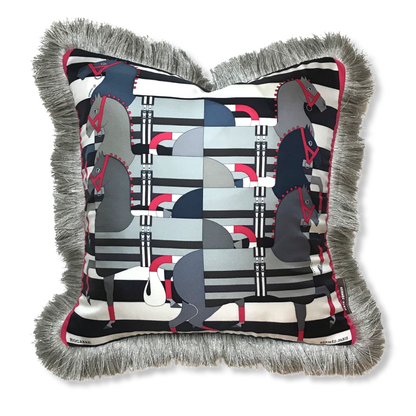 Rocabar Noir Vintage Silk Scarf Pillow 19"