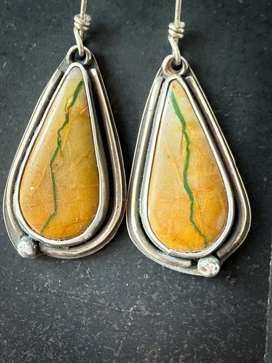 Royston Ribbon Turquoise Earrings |Teardrop Silver Dangles
