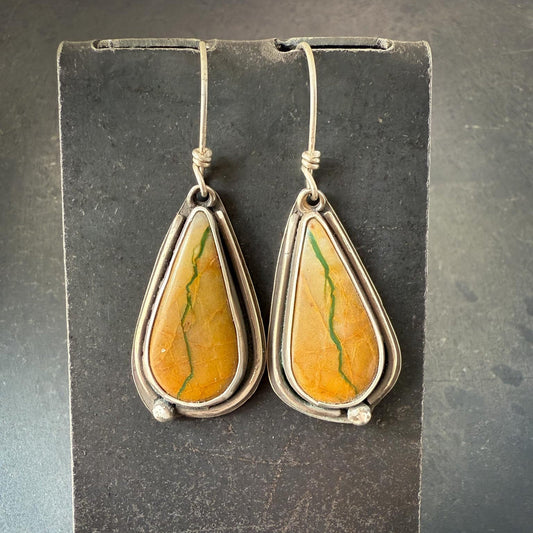 Royston Ribbon Turquoise Earrings |Teardrop Silver Dangles