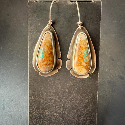 Royston Turquoise Earrings | Hand-Cut Teardrops with Sculpted Silver Border