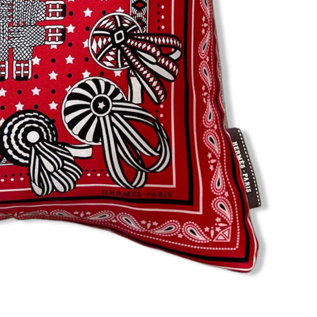 Rubans du Cheval Bandana Vintage Silk Scarf Pillow 22"