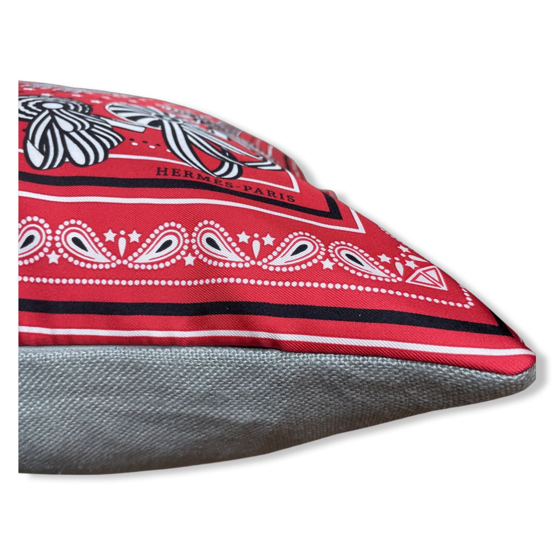 Rubans du Cheval Bandana Vintage Silk Scarf Pillow 22"