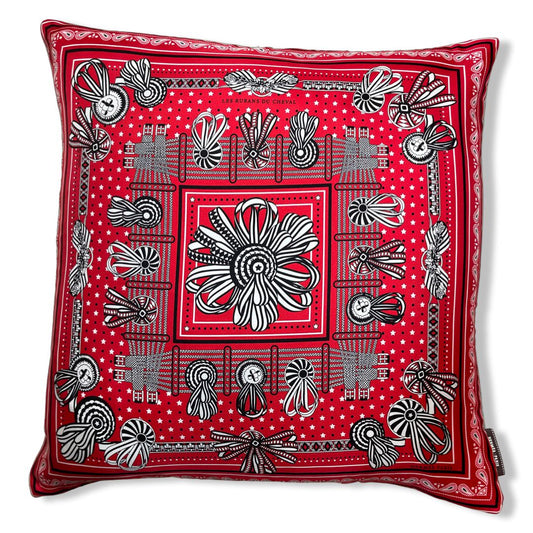 Rubans du Cheval Bandana Vintage Silk Scarf Pillow 22"