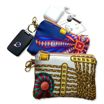 Rubans du Cheval Blanc Vintage Silk Scarf Coffee Run Keychain Bag