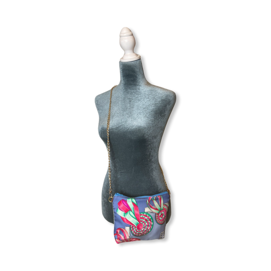 Rubans du Cheval Blue Vintage Silk Scarf Crossbody Bag
