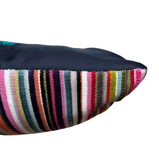 Rubans du Cheval Noir Vintage Silk Scarf Lumbar Pillow 35"