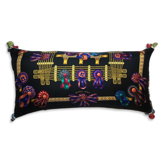 Rubans du Cheval Noir Vintage Silk Scarf Pillows