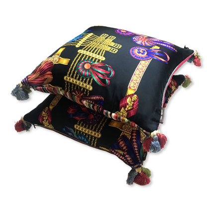 Rubans du Cheval Noir Vintage Silk Scarf Pillows