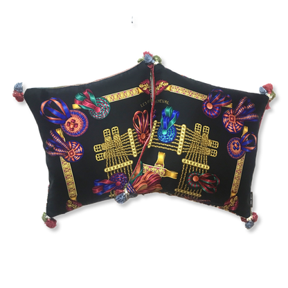Rubans du Cheval Noir Vintage Silk Scarf Pillows