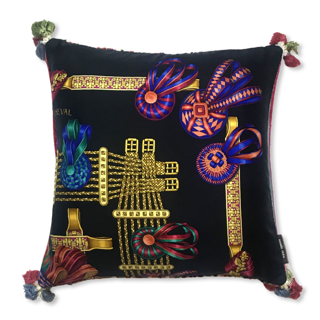 Rubans du Cheval Noir Vintage Silk Scarf Pillows