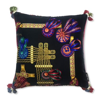 Rubans du Cheval Noir Vintage Silk Scarf Pillows