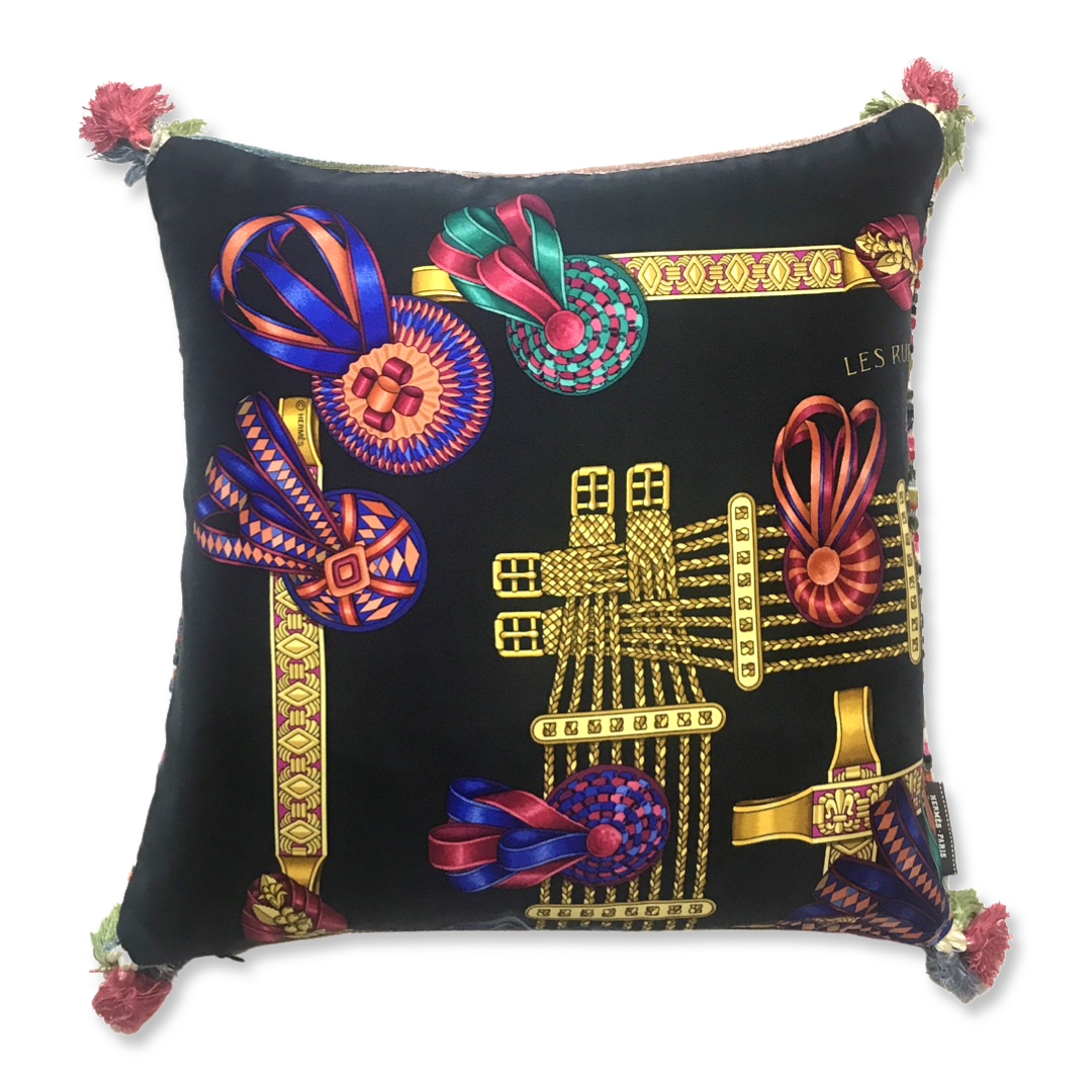Rubans du Cheval Noir Vintage Silk Scarf Pillows