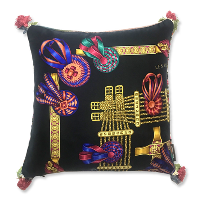 Rubans du Cheval Noir Vintage Silk Scarf Pillows