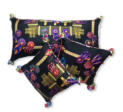 Rubans du Cheval Noir Vintage Silk Scarf Pillows