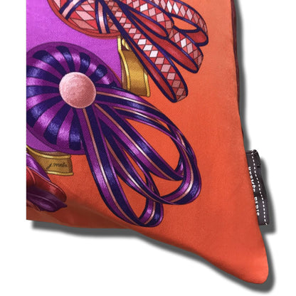 Rubans du Cheval Vintage Silk Scarf Pillow 28"