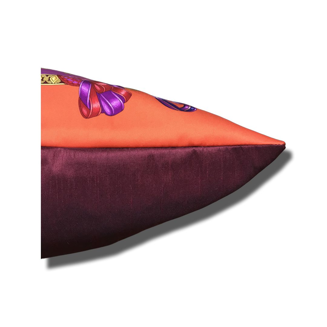 Rubans du Cheval Vintage Silk Scarf Pillow 28"
