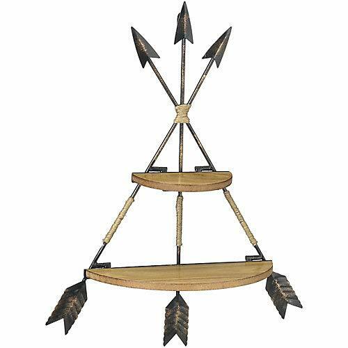 Rustic Arrow Shelf – Folding Wall Decor with 2-Tier Display