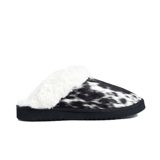 Myra Alamosa Shadow Fur-Lined Hairon Leather Slippers for Women â€“ Winter Indoor Comfort, Soft Sole, Western Style