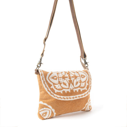 Myra Rose Canyon Sling Bag for Women Adjustable Strap Everyday Crossbody with Tribal Embroidery