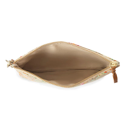 Peace & Serenity Blossoms Clutch Bag In Beige