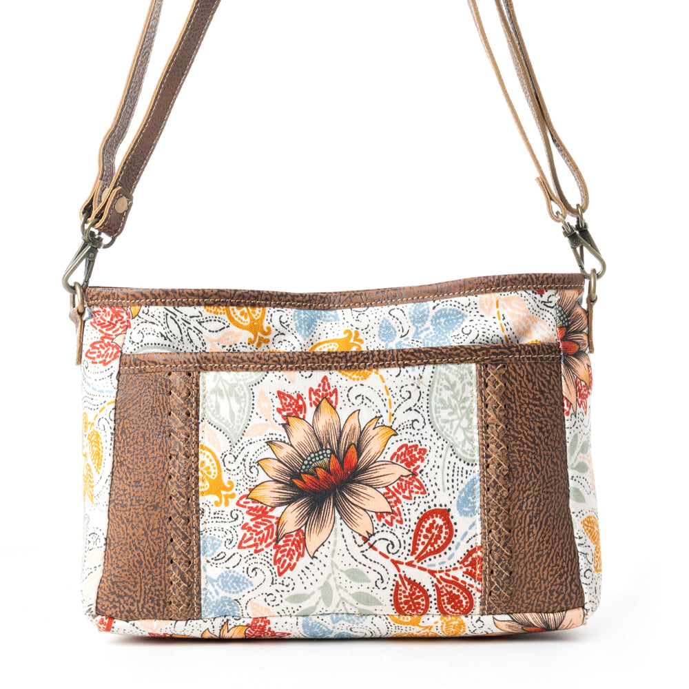 Myra MesaTrail Dahlia Floral Printed Canvas Sling Bag Lightweight Casual Crossbody Bag for Women