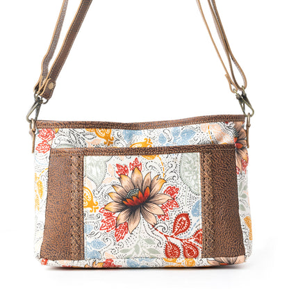 Myra MesaTrail Dahlia Floral Printed Canvas Sling Bag Lightweight Casual Crossbody Bag for Women