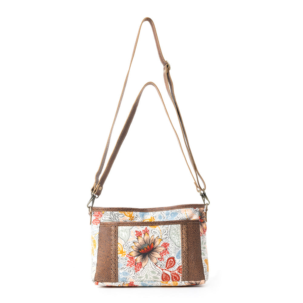 Myra MesaTrail Dahlia Floral Printed Canvas Sling Bag Lightweight Casual Crossbody Bag for Women