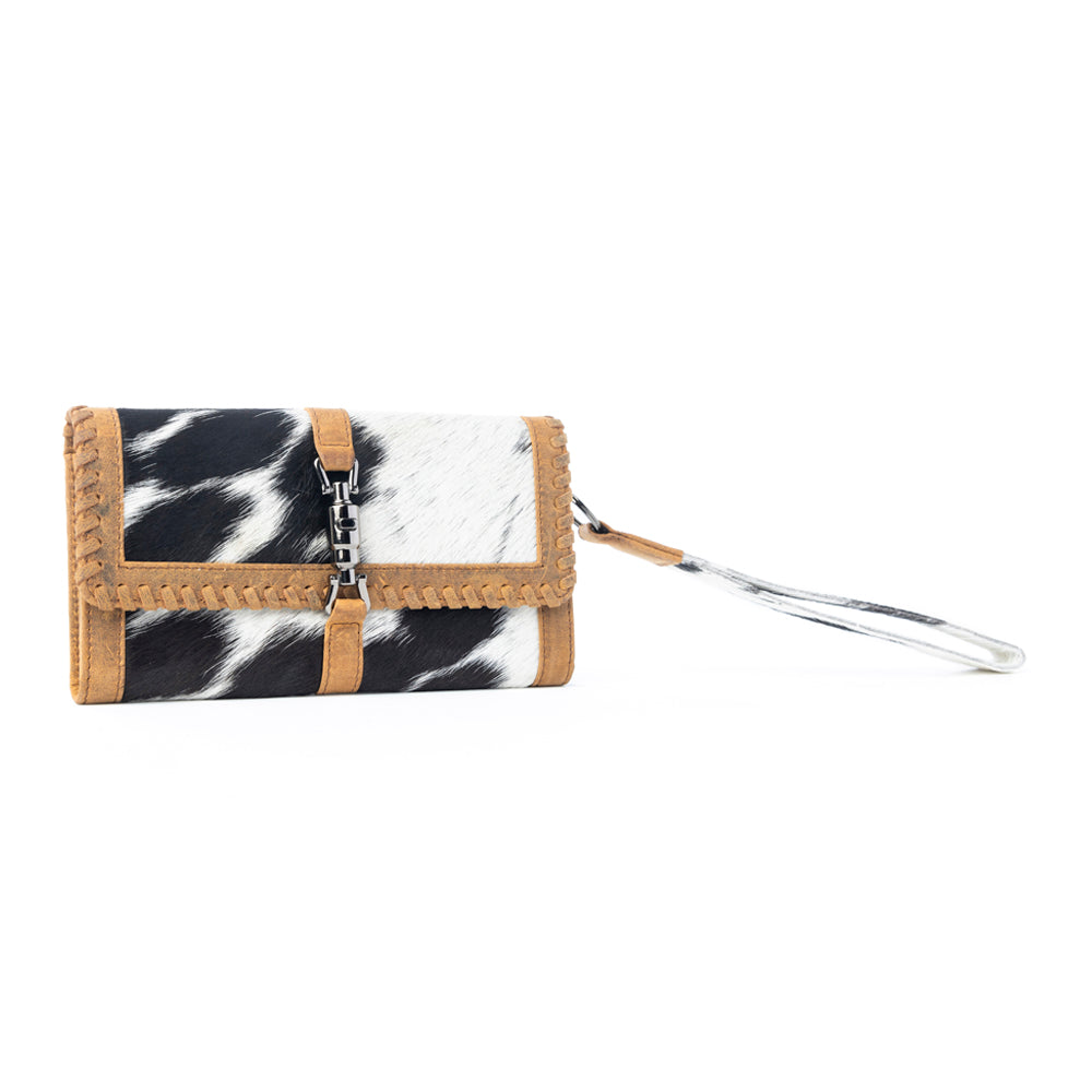 Myra Monarch Hide Hairon Leather Wallet in Rustic Ivory