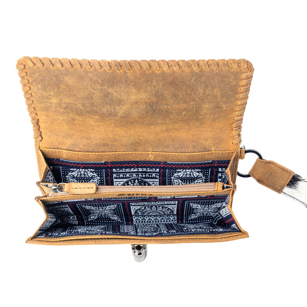 Myra Monarch Hide Hairon Leather Wallet in Rustic Ivory
