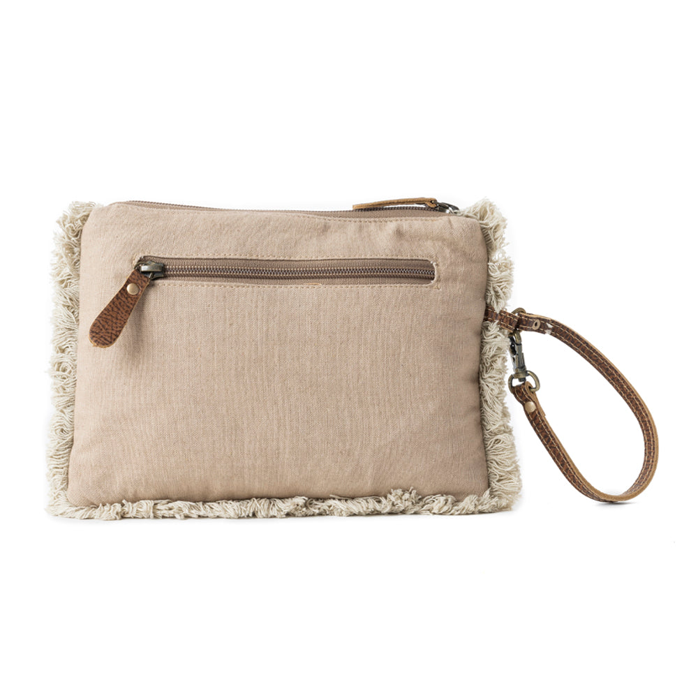 Meadow Lace Embroided Pouch in Ivory Bloom