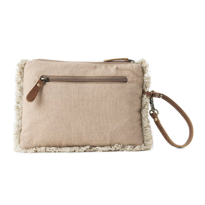 Meadow Lace Embroided Pouch in Ivory Bloom