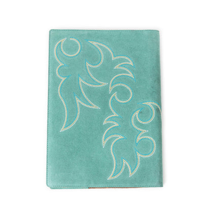 Texas Blaze Embroidered Leather Diary in Turquoise