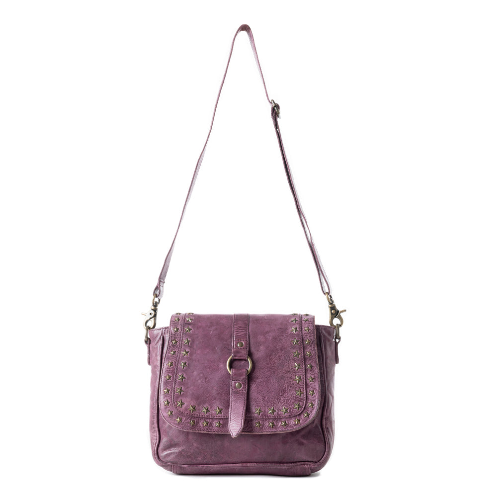 Western Scout Leather Crossbody Bag in Purple