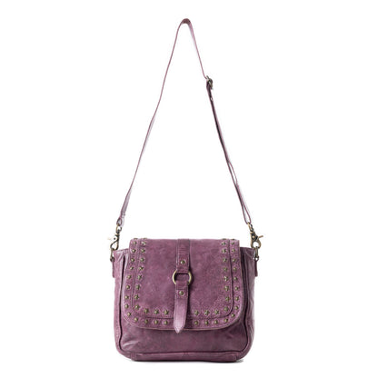 Western Scout Leather Crossbody Bag in Purple